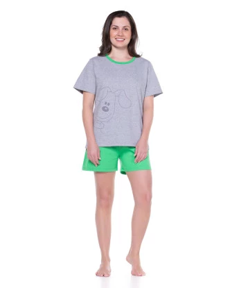 Pijama Feminino Blusa manga curta e short Verde