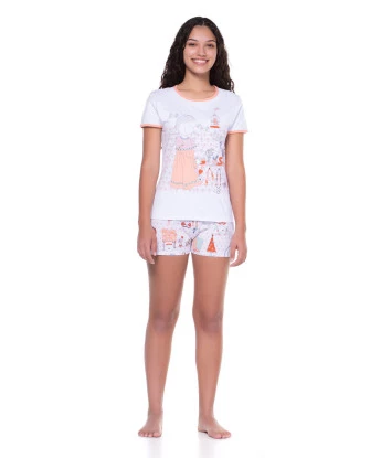 Pijama baby-look manga curta e short 