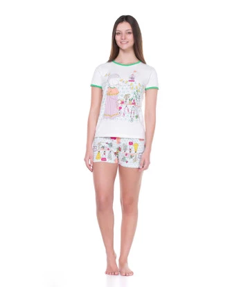 Conjunto Feminino Adulto Baby Look Manga Curta e Short