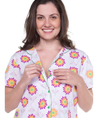 Conjunto Feminino Adulto Manga Curta e Short Tricoline