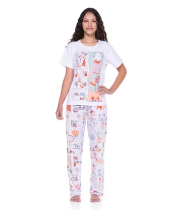 Conjunto Feminino Adulto Manga Curta e Calça