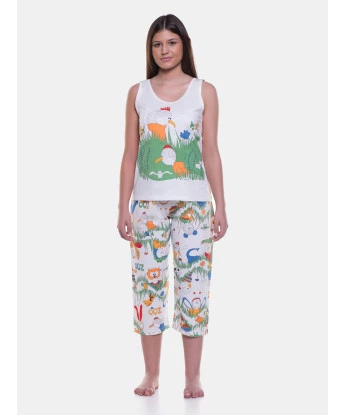 Sonhart Pijamas | Pijama Feminino regata Larga e corsário Estampada 