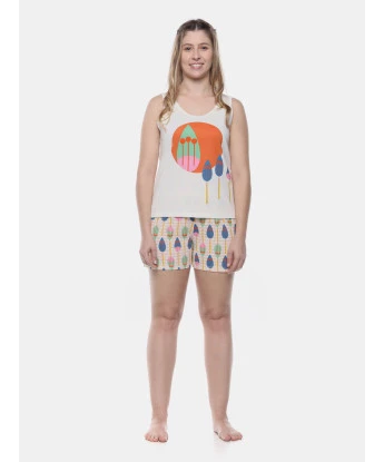 Pijama Feminino Curto Regata Média e Short Estampado