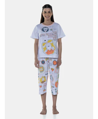 Pijama Feminino Sonhart  Manga Curta e Corsário Estampada