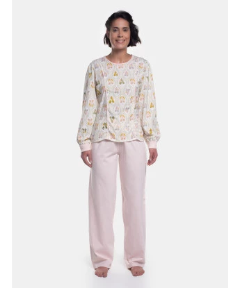 Pijama Homewear Feminino Manga Longa e Calça Rose