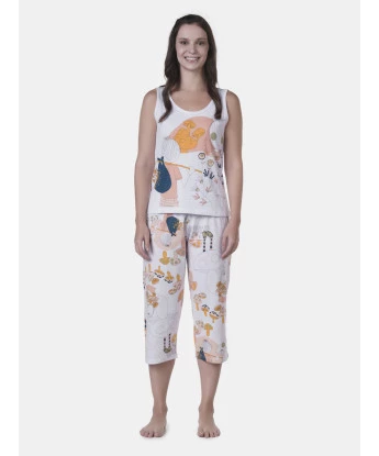 Pijama Feminino regata Média e corsário Estampada