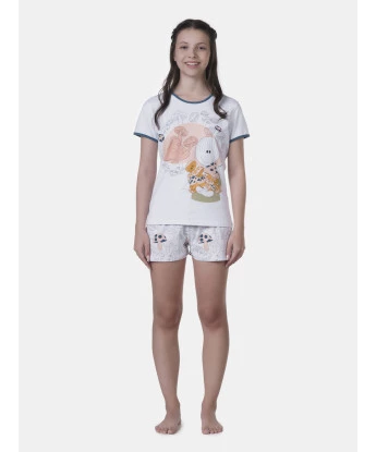 Pijama Baby-Look Manga Curta e Short   