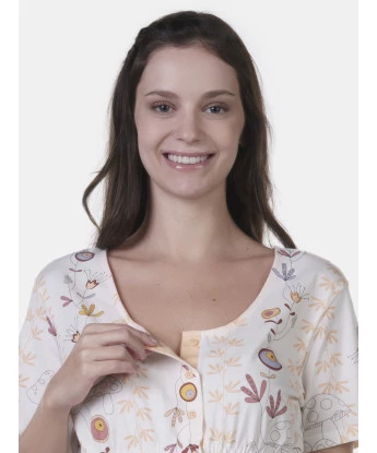 Pijama Gestante Manga Curta e Corsário     