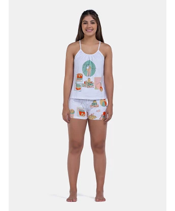 Pijama Curto Feminino Regata Alça Fina e Short Pat
