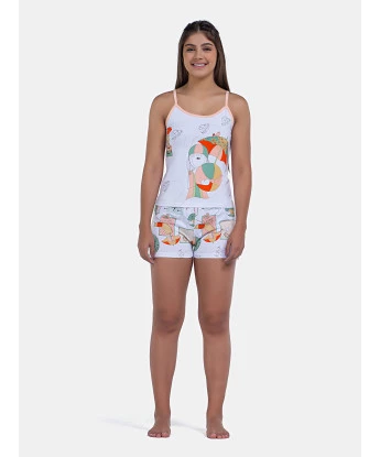 Pijama Curto Sonhart Feminino Regata Alça Fina e Short Estampado