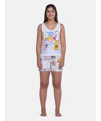 Pijama Feminino Curto Regata e Short Estampado