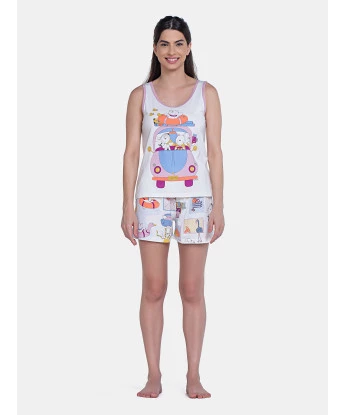 Pijama Curto Feminino Regata e Short Estampa Personagens