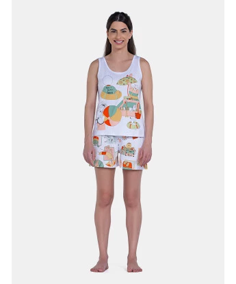 Sonhart Pijama Curto Feminino Regata Média e Short Estampado