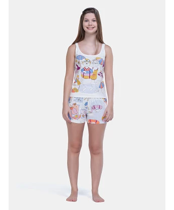 Pijama Feminino Curto Regata Média e Short Estampado