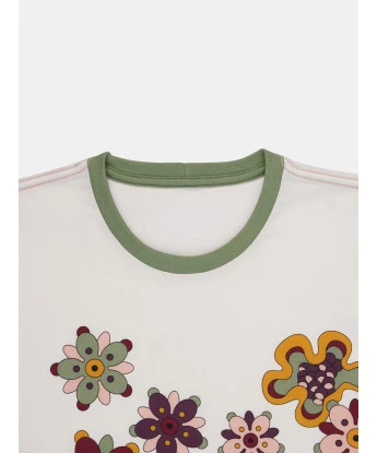 Pijama Feminino Manga Curta e Calça Estampa Floral