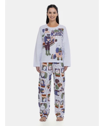 Pijama Feminino Manga Longa e Calça Estampada