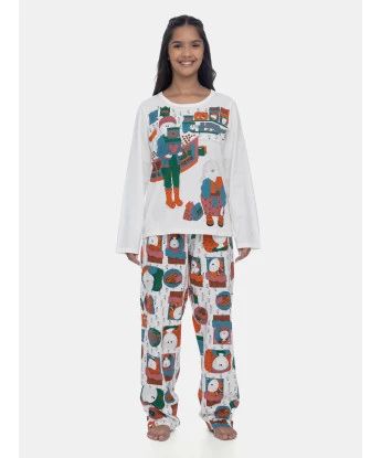 Pijama Feminino Adulto Manga Longa e Calça Estampada