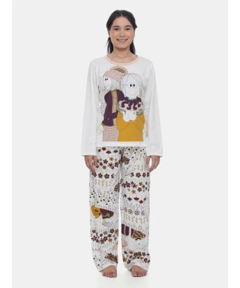 Pijama Feminino Manga Longa e Calça Estampa Pat e Annie