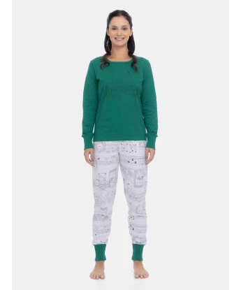 Pijama Feminino Adulto Manga Longa e Calça Jogger Estampada