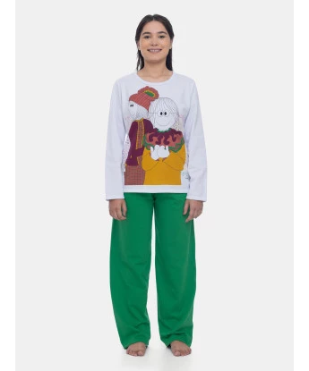 Pijama Feminino Longo Moletinho Estampa Pat e Annie