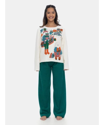 Pijama Longo Feminino Tecido Plush Estampa Pat e Annie
