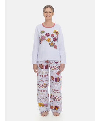 Pijama Sonhart  Feminino Manga Longa e Calça estampada