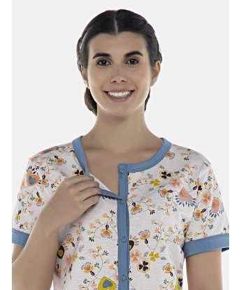 Pijama Feminino Adulto Manga Curta Aberta e Short