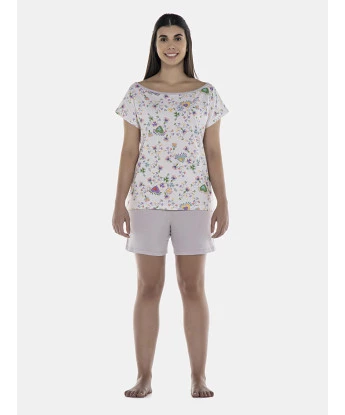 Pijama Feminino Adulto Manga Curta e Bermuda