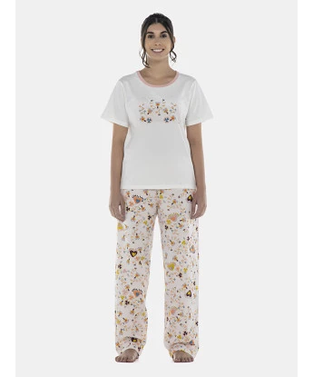 Pijama Feminino Adulto Manga Curta e Calça