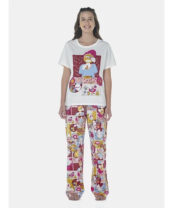 Pijama Feminino Adulto Manga Curta e Calça