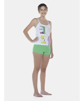 Pijama Feminino Adulto Alça e Short Cotton
