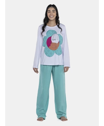 Pijama Feminino Adulto Manga Longa e Calça