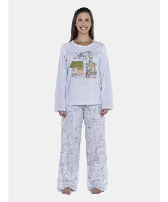 Pijama Feminino Adulto Manga Longa e Calça