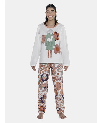 Pijama Feminino Adulto Manga Longa e Calça