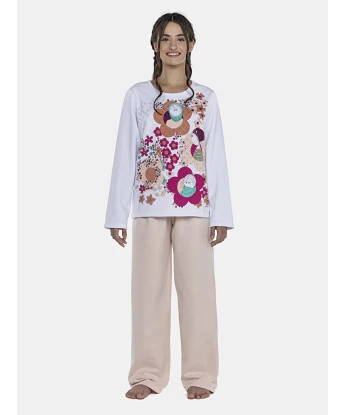 Pijama Feminino Adulto Manga Longa e Calça Moletinho