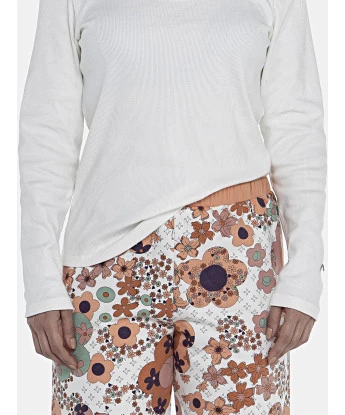 Pijama Feminino Adulto Manga Longa Canelada e Calça Moletinho