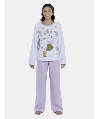Pijama Feminino Adulto Manga Longa e Calça Plush