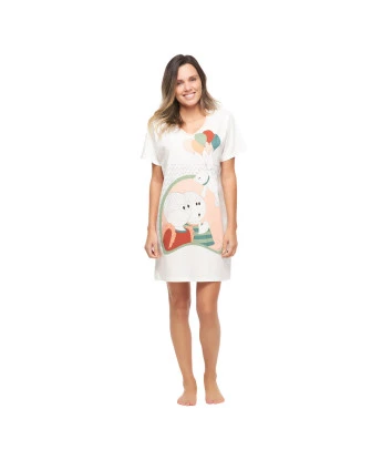 Camisão Feminino Adulto Manga Curta Decote V