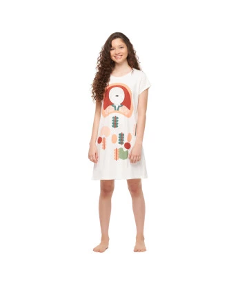 Camisão Feminino Adulto Manga Curta Acinturado