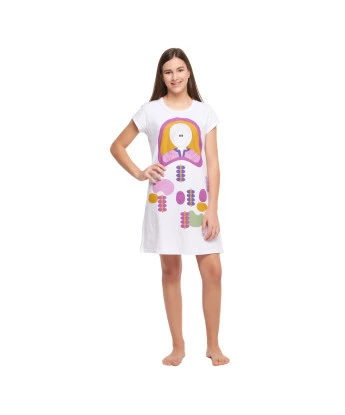 Camisão Feminino Adulto Manga Curta Acinturado