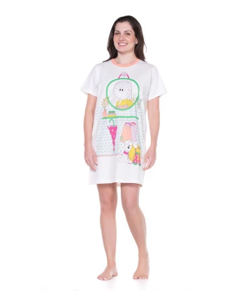 Camisão Feminino Adulto Manga Curta