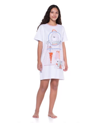 Camisão Feminino Adulto Manga Curta