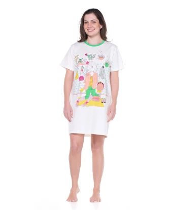 Camisão Feminino Adulto Manga Curta