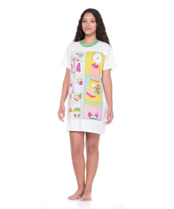 Camisão Feminino Adulto Manga Curta