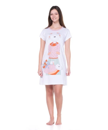 Camisão Feminino Adulto Manga Curta Acinturado