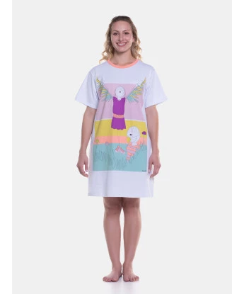 Camisão Feminino manga curta Sonhart Estampado Pat e Bill      