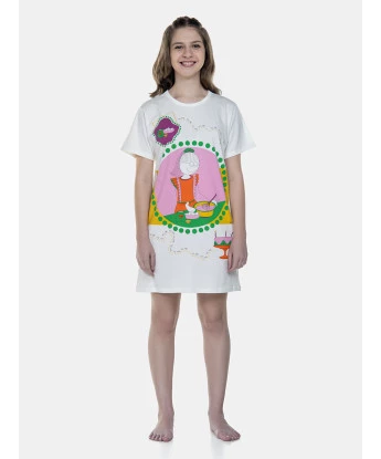 Camisão Feminino Sonhart Manga Curta Estampa Annie