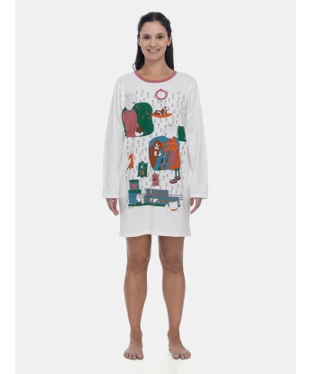 Pijama Camisão Feminino Adulto Manga Longa Pat