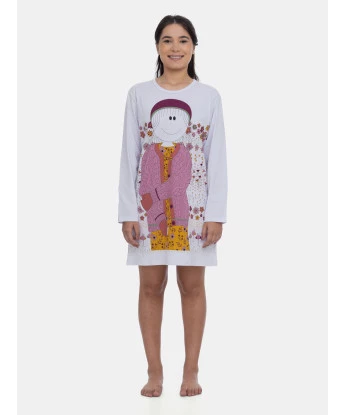 Pijama Camisão Feminino Manga Longa Estampa Pat