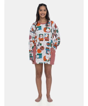 Camisão Feminino Adulto Manga Longa Bolsos 